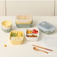 Cream yellow sealed preservation box Ceramic bento box Divided storage box 211 weight loss lunch box