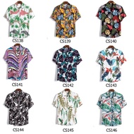 Lelaki Baju Hawaii Fesyen Cetakan Bunga Baju Batik Baju Big Size Shirt Kasual Kemeja Baju Lengan Pendek Men Shirt