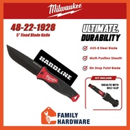 MILWAUKEE 48-22-1928 5" HARDLINE Fixed Blade Knife Include Sheath With Belt Clip AUS-8 Steel 4822192