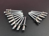 รีเวทสแตนเลสแท้  หมุดยึดท่อไอ หมุดย้ำสแตนเลส เบอร์ 6-2 เส้นศูนย์กลาง 10 mm. แกน 15 mm. 15 ตัว