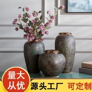 Jingdezhen Ceramics Wholesale Retro Floor Vase Antique Crude Pottery Pot Flowerpot Old Green Glaze Vase Decoration