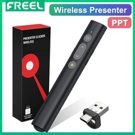 FREEL 2 In 1 USB Type C Presentation Clicker พร้อมตัวชี้เลเซอร์Wireless Presenter สำหรับ PowerPoint Presentation PPT Clicker 2.4GHz Presenter Remote Slide Advancer