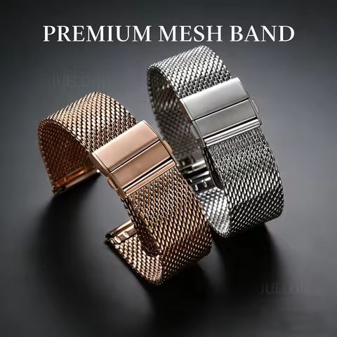 Thin 0.6MM Durable Milanese Mesh Stainless Steel Watch Band 18 20 22mm Universal Replacement Strap F