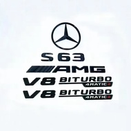 ABS Black S63 S65 Embelm Letters V8 BITURBO 4MATIC For Mercedes Benz W222 S63 S65 AMG Badge AMG Stic