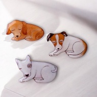 春日酣睡狗狗胸針 (鬥牛梗/傑克羅素梗/迷你臘腸犬)