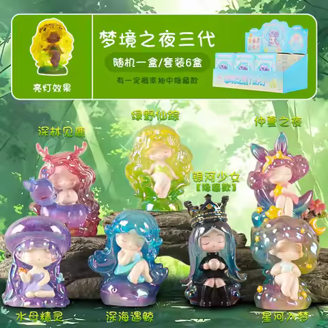 New Dream Night 3 Generation Blind Box Creative Cute Cartoon Electroplating Luminous Trendy Play Des