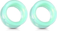 Green Opalite Glass Double Flared Saddle Tunnel Plug Earrings, Sold as a Pair (22mm (7/8"))