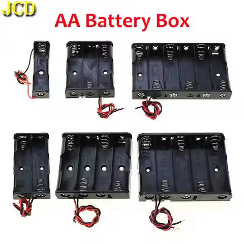 JCD 1/2/3/4/5/6 Slot AA Battery Case AA Battery Box AA Battery Holder Socket 14500 AA DIY Leads With