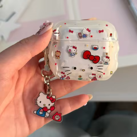 Cute Sanrio Hello Kitty Bowknot Earphone Case For Airpods 4 2 3 1 Pro 2 3 Wireless Bluetooth Headset