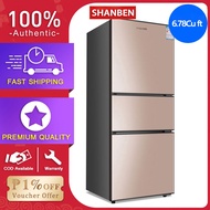 SHANBEN Free shipping smart refrigerator, new three-door refrigerator, large-capacity refrigerator and 6.78Cu ft energy-saving, quiet, suitable for family and rental.