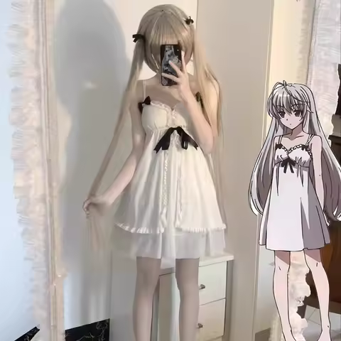 Anime Yosuga No Sora Kasugano Sora Cosplay Costume Girl Sweet Lolita Dress Pajamas Summer Nightgown