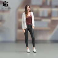 [Serenable] 1:18 Girl in Sweater Model 3D Character Models Collectible Photo Prop Tiny People Figuri