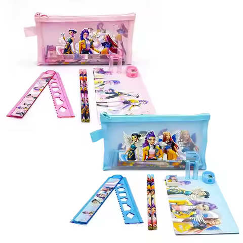 ♣Kpo-Pencils Ruler Pencil Sharpener Pen Bag Eraser Kids Cute Stationary Set Student Back To School S