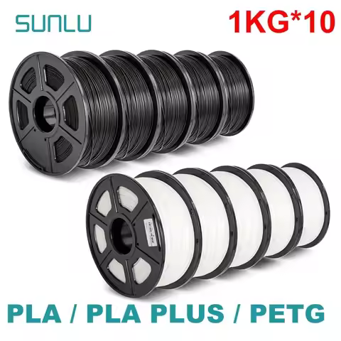 SUNLU 10KG 3D PLA/PETG/PLA PLUS/Clear Filament 1.75mm 10Roll 1KG 3D Printer Neatly Wound 3D Filament