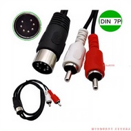 Hot Sale DIN male 7Pin male to 2RCA Lotus male Female Old-fashioned Audio Equipment Adapter Cable 7 