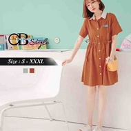 OB DESIGN ★ OBDESIGN ★ ORANGEBEAR ★ DRAWSTRING WAIST COTTON DRESS ★ 2 COLORS ★ S-XXXL SIZE ★ PLUS SI