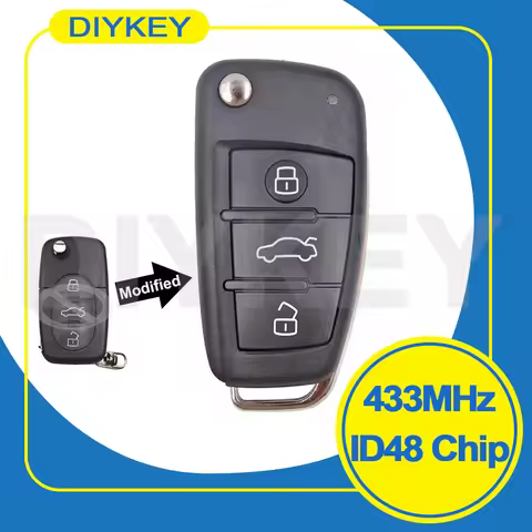 DIYKEY Upgraded Flip Remote For Audi TT RS4 A3 A4 A6 A8 Quattro 4D0837231A 4D0837231N 3 Buttons Key 