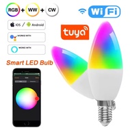 220V 5W 7W 9W Tuya E14 Bulb WiFi/Bluetooth Dimmable LED Light Lamp RGB Work with Smart APP Assistant