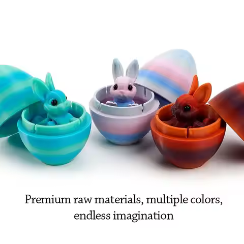 Fashion Easter 3D Printed Rabbit Eggs Rainbow Funny Animal Model Ornament Cute Happy Easter Gift