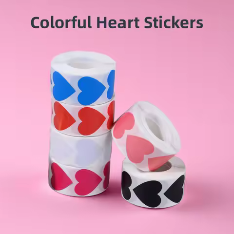 500Pcs/Roll Cartoon Heart-shaped Reward Decorative Sticker 8 Colors 2.5x2.3cm Heart For PC Pad Fridg