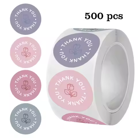 100-500pcs Floral Wedding Stickers Roll for Bussiness Gift Card Box Envelope Sealing Tab Planner Dec