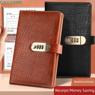 JUNYUE88WL Money Savings Challenge Binder, PU Leather Solid Color Cash Budget Notebook, with Passwor
