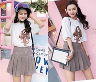 NEW PRODUK SETELAN BAJU CELANA ROK MINI SKORT KOTAK WANITA KOREA