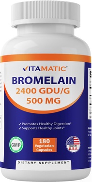 Vitamatic Bromelain Supplement 500mg, 2400 GDU/g, Proteolytic Enzymes, Supports Digestion of Protein