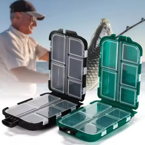 Fishing Tackle Box 10 Compartment Lure Hook Case Double Sided Fishing Tool Organizer Multifunctional