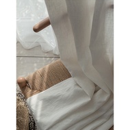 Original Japanese Style ins Pure Linen Beige Solid Color Export French Semi-Blackout Living Room Gau