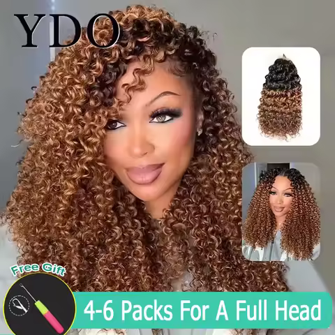 Ombre Brown #1B/30 Water Wave Crochet Human Hair Extensions Crochet Hair Extensions Pre-Separated Fu