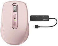 Logitech MX Anywhere 3 Compact Performance Mouse (Rose) Bundle with 4-Port USB Hub (2 Items)