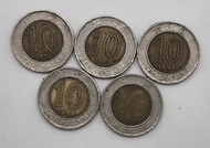 Hong Kong Ten dollars coins X 5/LOT 5/ 香港拾圓硬幣/流通品相