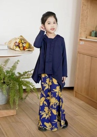 Kebaya Batik Nyonya Budak Perempuan Baju Raya Viral 2024 Oren Bata Navy Hitam