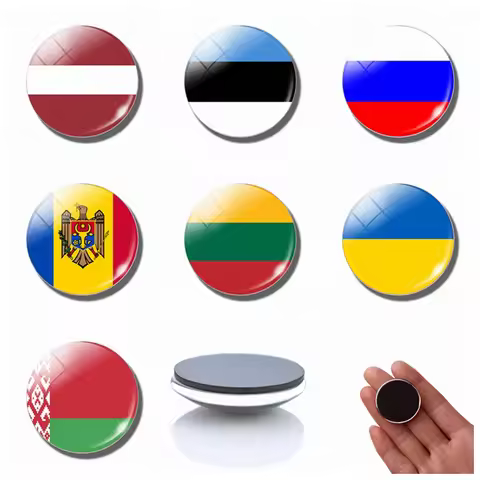 Magnetic Glass Fridge Magnet Flag Eastern European National Flag 30MM Russia Sweden Sweden Latina La