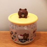 🐻全新🐻 7-11 Line Friends X Sanrio Characters Eat Play Love 樽樽滿 Joy Kitty Brown 咖啡 玻璃樽 系列