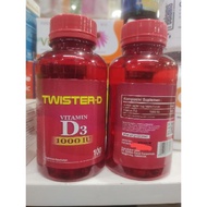 Twister D3 1000IU VITAMIN D3 1000 CONTENTS 100 MYUNE SOFGEL, TULANG ORI