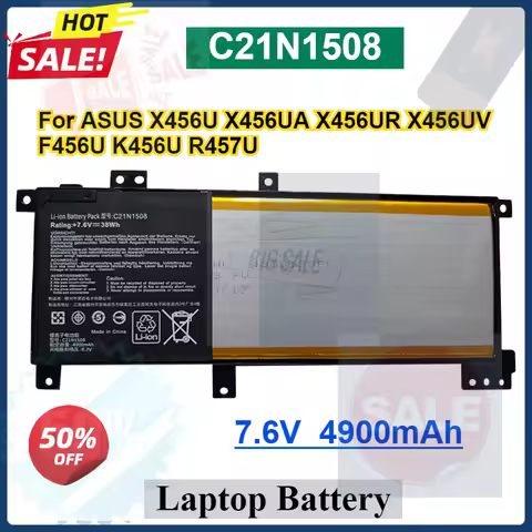 7.8V 4900mAh C21N1508 Laptop Battery For ASUS X456U X456UA X456UR X456UV A456U X456UB X456UF X456UJ 