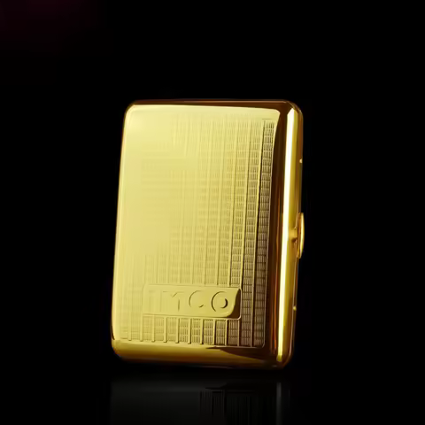 IMCO-Metal Brass Cigarette Case for Men Women Golden Color 16 Thick Cigarette Box Holder Genuine Gif