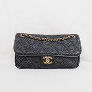 Chanel Paris-Bombay Triptych 香奈兒巴黎孟買系列 深灰色縫線口蓋翻蓋包
