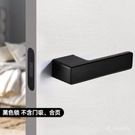 🐘NTTOEcological Door Lock Indoor Magnetic Mute Italian Minimalist Door Lock Black Bedroom Door Lock Simple Door Handle