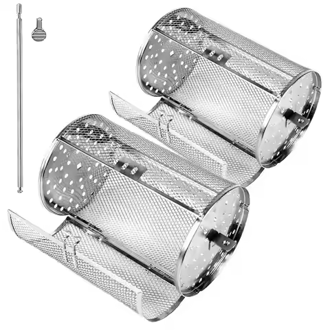 Stainless Steel Oven Rotating Round Grill Cage Nuts Coffee Beans Baking Basket for Barbecue Air Frye