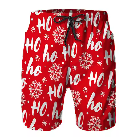 Merry Christmas Santa Claus Graphic Shorts Pants 3D Gingerbread Man Printed Hip Hop Y2k Board Shorts