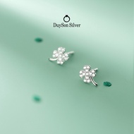 DUYSON SILVER women's SILVER earrings, 4-leaf clover women's earrings with 925 SILVER stones (1 PAIR
