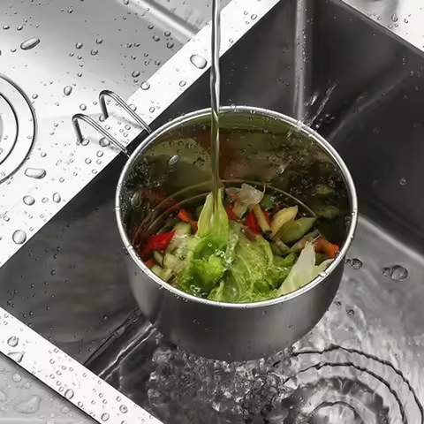 1Pcs Kitchen Sink Drain Basket Stainless Steel Sink Waste Filter Food Vegetables Hanging Filter Bask