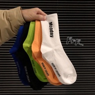 2024 Student Mid-Tube Socks Letter Week Socks Sports Cotton Socks Basketball Stockings Spring Autumn