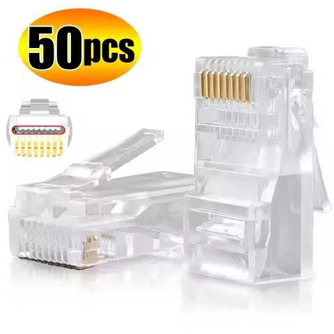 50/1Pcs CAT6 RJ45 Ends Ethernet Cable Crimp Pass Through Connectors CAT5E UTP Network Unshielded Mod