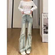 American Frayed Flare Jeans - Retro Y2K Look for Women | Large Sizes Available