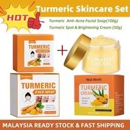 COD 2pcs Turmeric cream Turmeric Acne Removal 50g + Anti Acne Face Soap 100g, Turmeric Soap, Cream, 