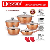 Original 12pcs Dessini Cookware Set Set Periuk Pan Pot Frying Kitchenware Borong Granite 12 pcs Alum